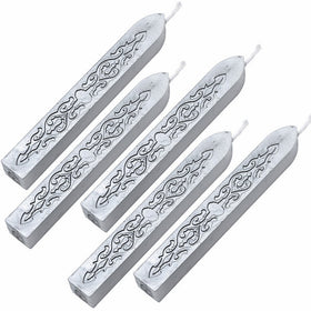 Wax Seal Sticks, Yoption 5 Pcs Totem Fire Manuscript Sealing Seal Wax Sticks with Wicks Cord Wick Sealing Wax For Postage Letter Retro Vintage Wax Seal Stamp (Silvery)