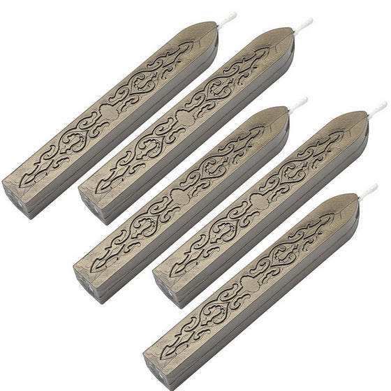 Wax Seal Sticks, Yoption 5 Pcs Totem Fire Manuscript Sealing Seal Wax Sticks with Wicks Cord Wick Sealing Wax For Postage Letter Retro Vintage Wax Seal Stamp (Bronze)