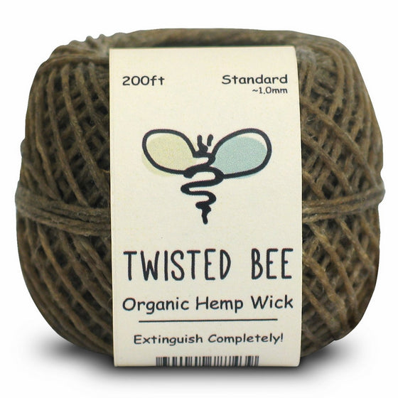 100% Organic Hemp Wick with Natural Beeswax Coating | Twisted Bee (200ft x Standard Size)