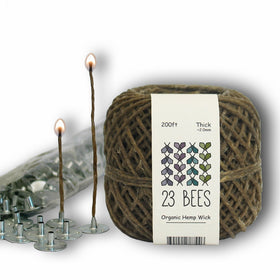 100% Organic Hemp Candle Wick Wick Sustainer Tabs | 23 Bees, 200ft(Thick) x 200pcs