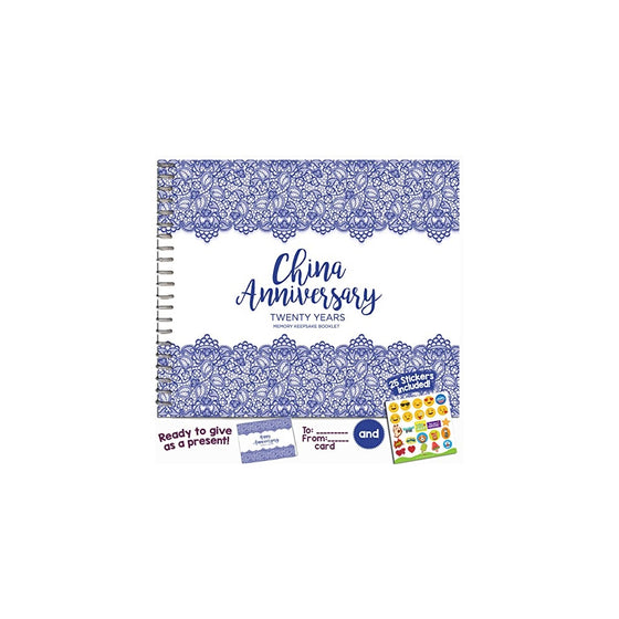 20TH WEDDING ANNIVERSARY GIFTS FOR COUPLES – Twenty Years Memory Journal for Husband or Wife | Unique China Anniversary Booklet with love quotes and frames to add your pictures for him or her