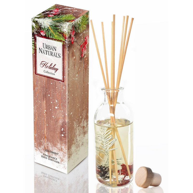 Urban Naturals ON SALE! Winter Mint Peppermint Essential Oil Reed Diffuser Sticks Set by Peppermint Leaf, Spearmint & Eucalyptus Essential Oils | Great Year Round Scent!