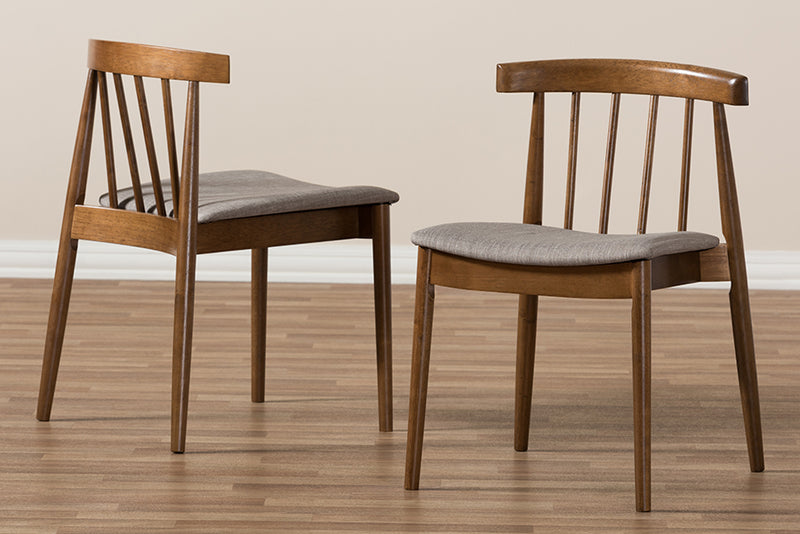 Baxton Studio Wyatt Mid-Century Modern Walnut Wood Dining Chair (Set of 2)