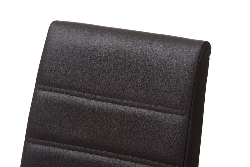 Baxton Studio Lorelle Modern and Contemporary Brown Faux Leather Upholstered Dining Chair (Set of 2)