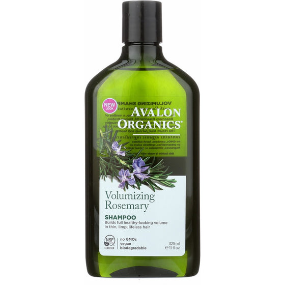 Avalon Organics Shampoo, Volumizing Rosemary, 11 Fluid Ounce (Pack of 2)