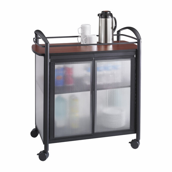 Safco Products 8966BL Impromptu Refreshment Hospitality Cart, Cherry Top/Black Frame