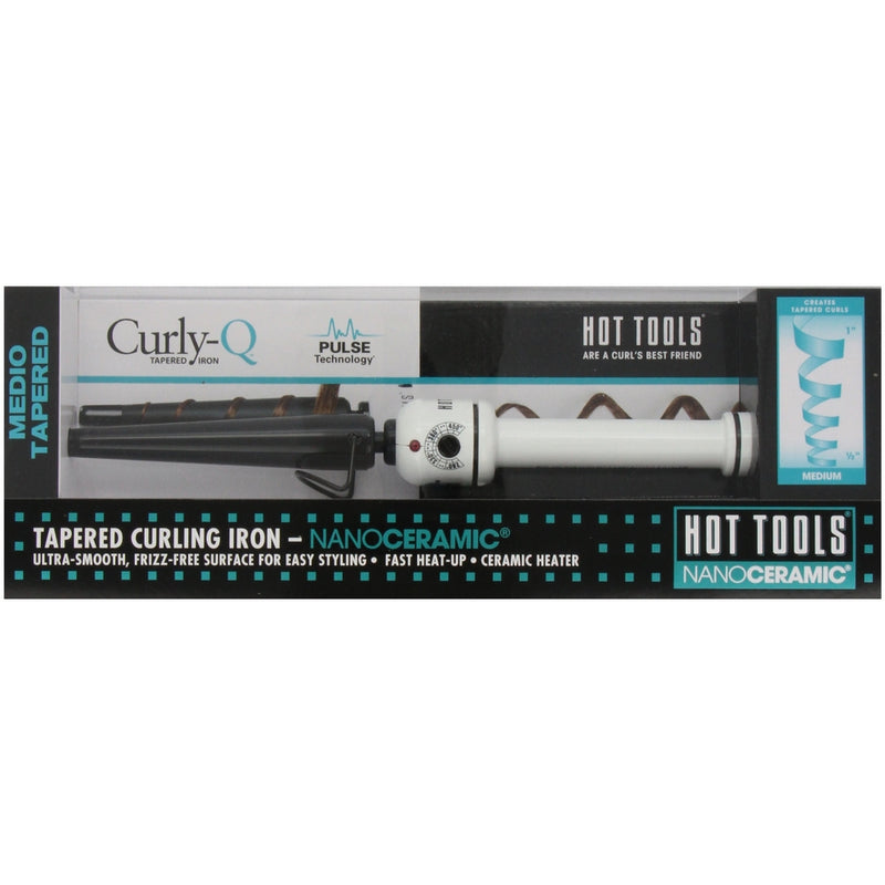 HOT TOOLS HTBW1851 Medium Tapered Curling Iron, Black/White, 1/2 to 1 Inch