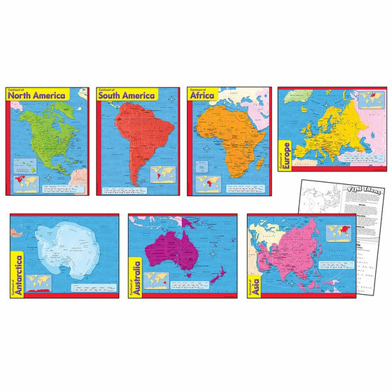 TREND enterprises, Inc. Continents Learning Charts Combo Pack, set of 7