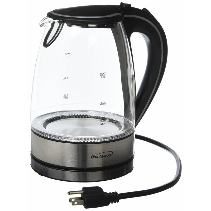 BTWKT1900BK - BRENTWOOD KT-1900BK Tempered Glass Electric Kettle, 1.7 Liter