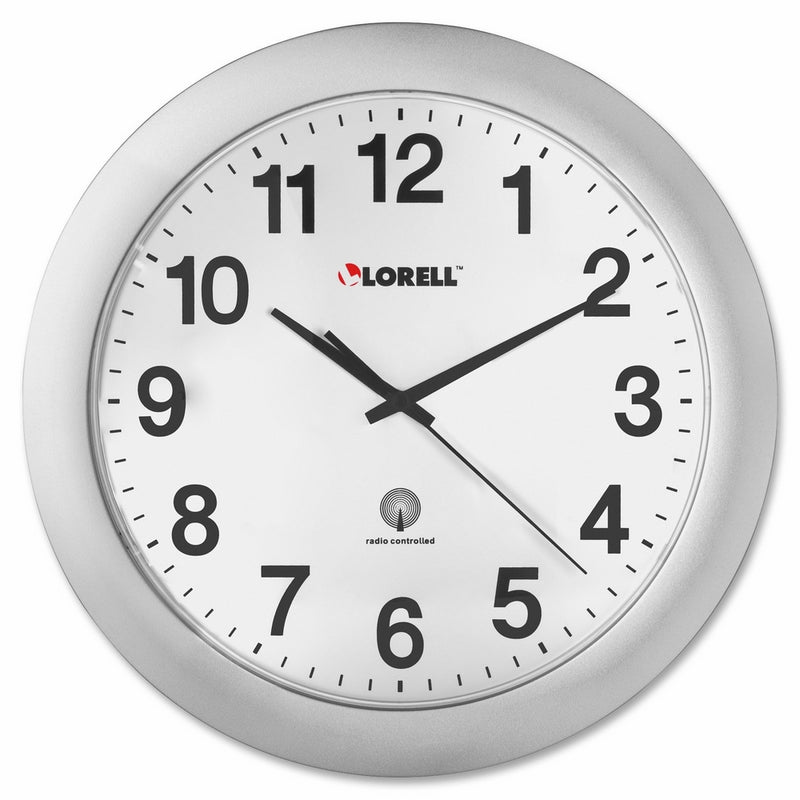 LorellLLR60996 Radio Controlled Arabic Numeral Analog Wall Clock, Daylight Saving Radio-controlled, 12-Inches,Silver