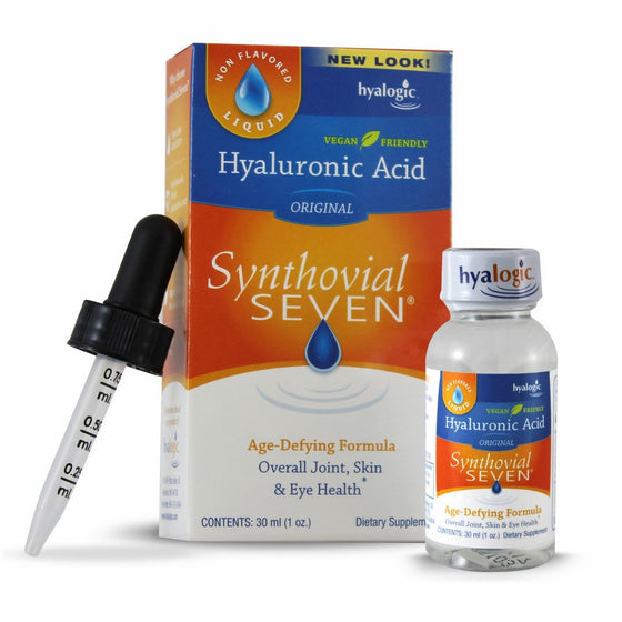 Hyalogic Synthovial Seven Hyaluronic Acid Liquid - HA Joint Support - Vegan - Two 1 Oz Bottles