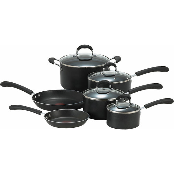 T-fal E938SA Professional Total Nonstick Thermo-Spot Heat Indicator Cookware Set, 10-Piece, Black