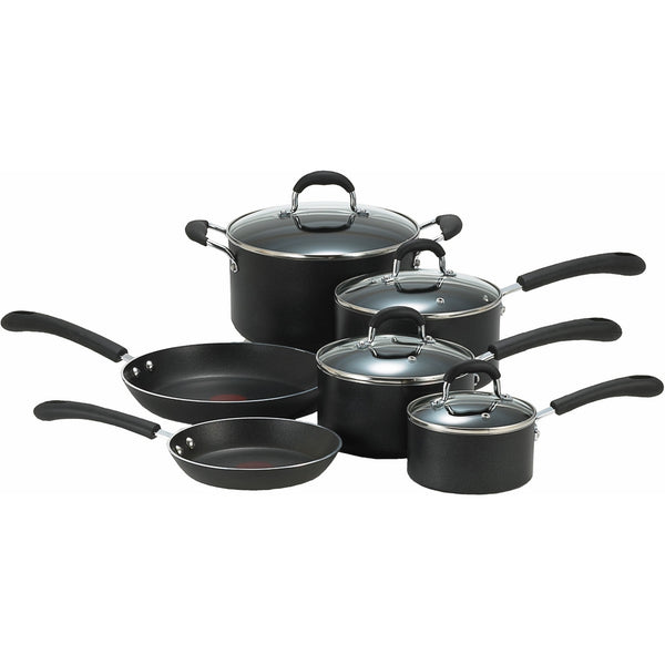 T-fal E938SA Professional Total Nonstick Thermo-Spot Heat Indicator Cookware Set, 10-Piece, Black