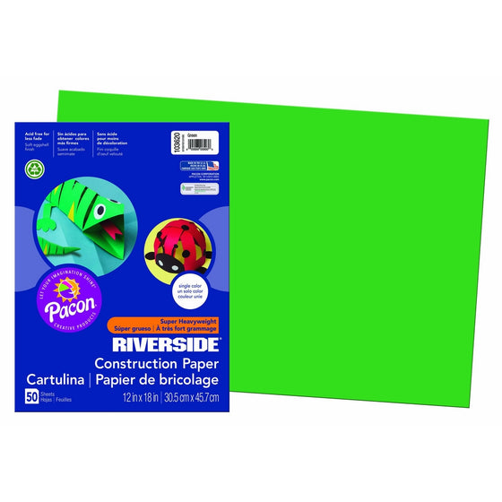 Riverside 3D Construction Paper, Green, 12" x 18", 50 Sheets