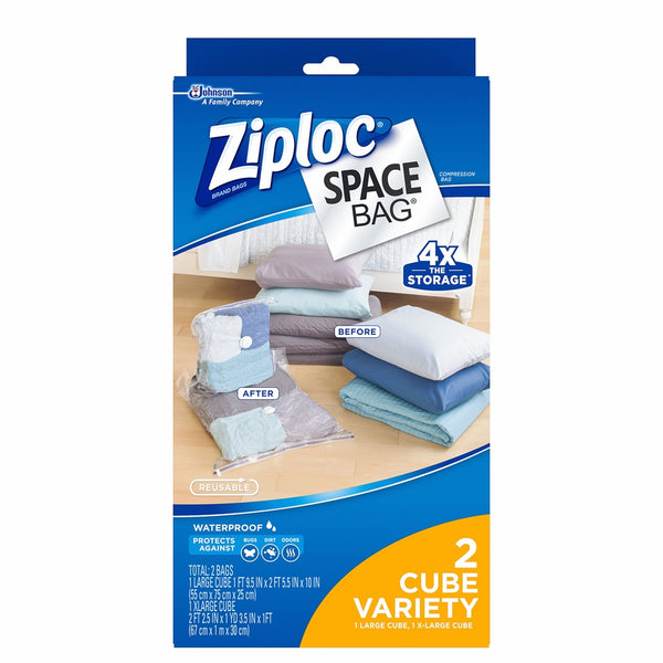 Space Bag, 2 Piece Cube Combo Vac Bags (1 Large and 1 Extra Large)