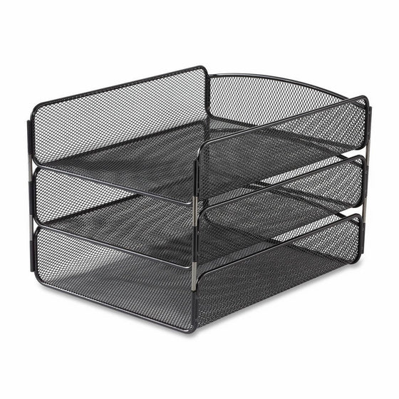 Safco Products 3271BL Onyx Mesh Desktop Organizer with Triple Tray, Black