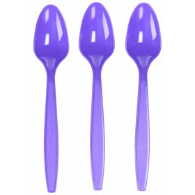 Amscan Big Party Pack 100 Count Mid Weight Plastic Spoons, Purple