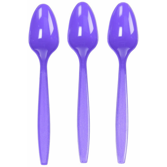 Amscan Big Party Pack 100 Count Mid Weight Plastic Spoons, Purple