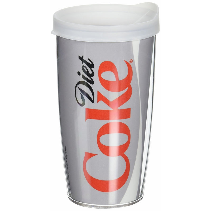 Tervis 1069675 Coca-Cola - Diet Coke Tumbler with Wrap and Frosted Lid 16oz, Clear