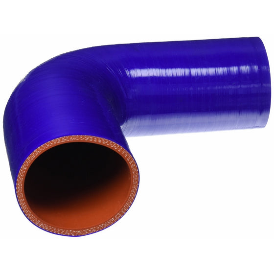 HPS HTSER90-250-275-BLUE Silicone High Temperature 4-ply Reinforced 90 degree Elbow Reducer Coupler Hose, 55 PSI Maximum Pressure, 4" Leg Length on each side, 2-1/2" > 2-3/4" ID, Blue