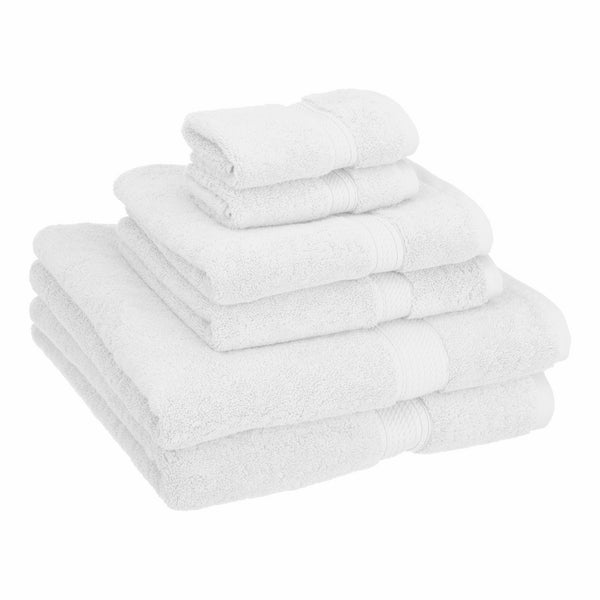 Superior 900 GSM Luxury Bathroom 6-Piece Towel Set, Made of 100% Premium Long-Staple Combed Cotton, 2 Hotel & Spa Quality Washcloths, 2 Hand Towels, and 2 Bath Towels - White