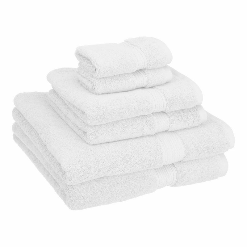 Superior 900 GSM Luxury Bathroom 6-Piece Towel Set, Made of 100% Premium Long-Staple Combed Cotton, 2 Hotel & Spa Quality Washcloths, 2 Hand Towels, and 2 Bath Towels - White