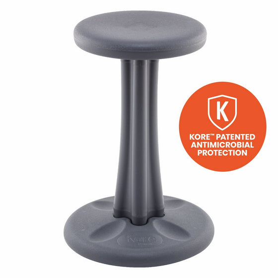 Kore Patented WOBBLE Chair | Now with Antimicrobial Protection | Stem Flexible Seating | Made in the USA - Active Sitting for Kids - Pre-Teen, Grey (18in)