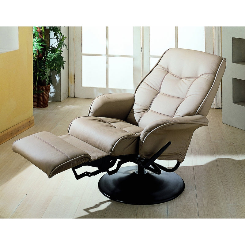 Coaster Berri Contemporary Swivel Recliner with Flared Arms, Beige