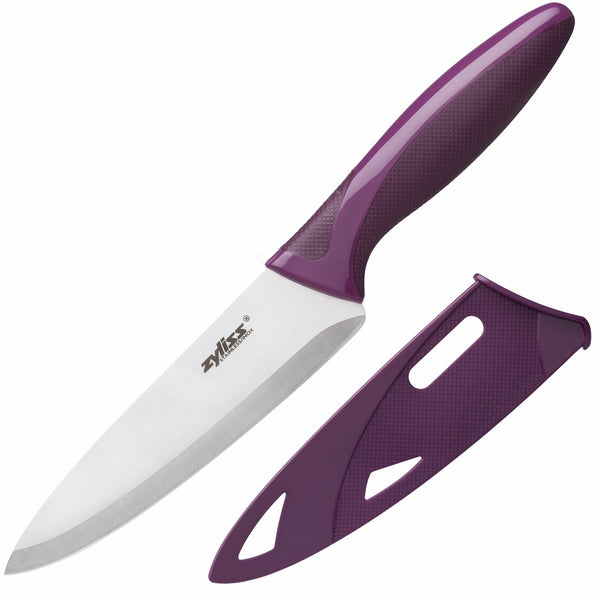 ZYLISS Utility Paring Kitchen Knife with Sheath Cover, 5.5-Inch Stainless Steel Blade, Purple