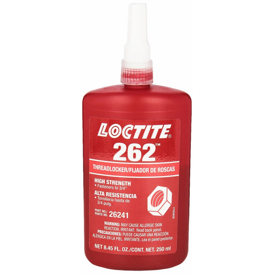 Loctite 135375 Red 262 High Strength Thread Locker, 300 degrees F Maximum Temperature, 250 mL Bottle