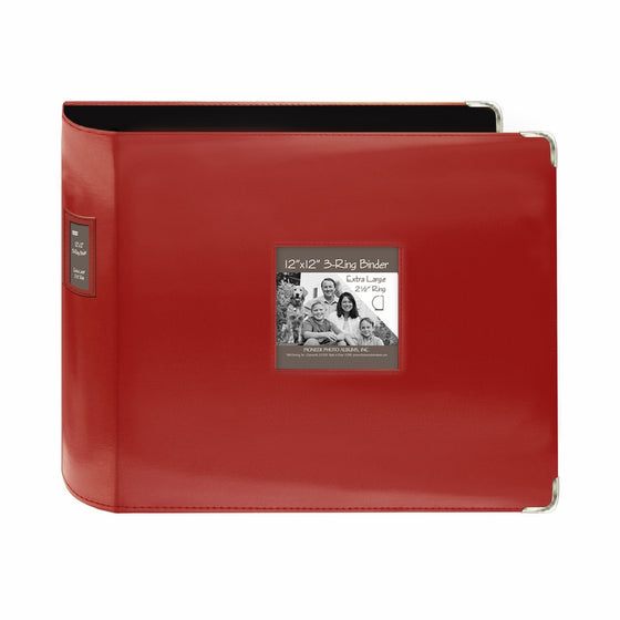 Pioneer 12-Inch by 12-Inch Sewn Leatherette 3-Ring Binder, Red