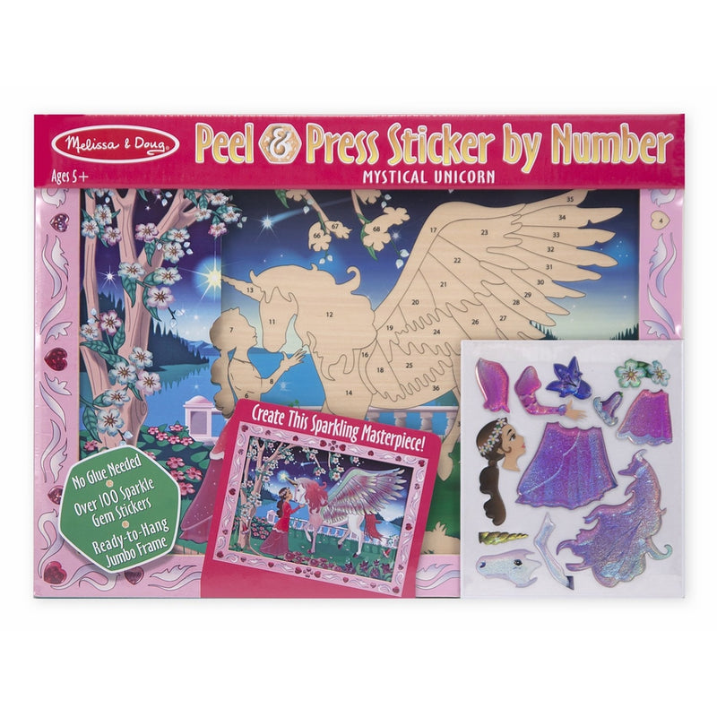 Melissa & Doug Peel and Press Sticker by Number Kit: Mystical Unicorn - 100 Stickers, Jumbo Frame