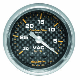 Auto Meter 4784 Carbon Fiber Mechanical Vacuum Gauge