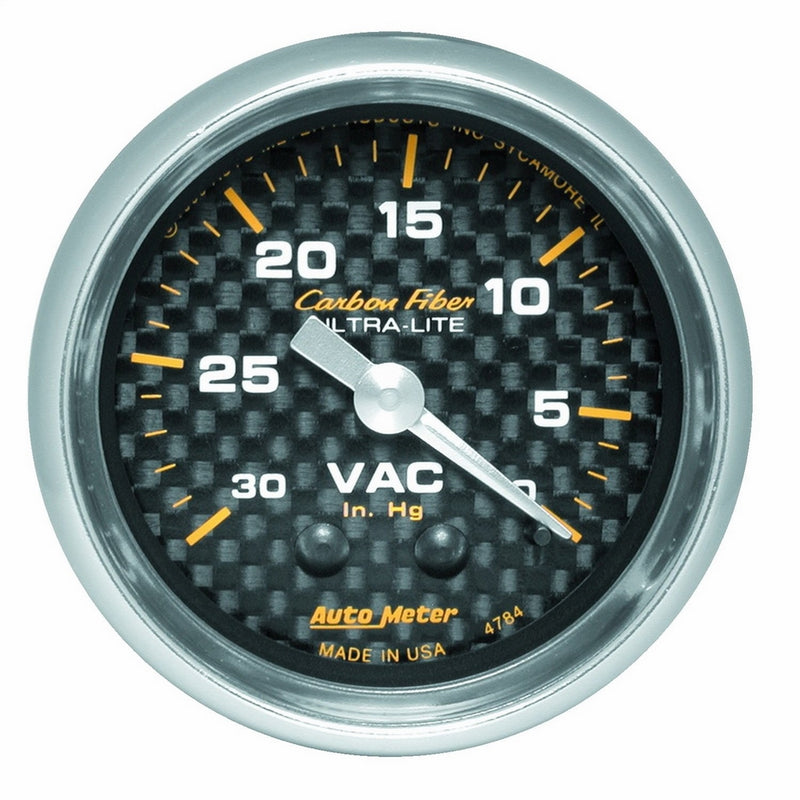 Auto Meter 4784 Carbon Fiber Mechanical Vacuum Gauge
