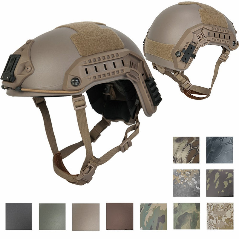 Lancer Tactical MEDIUM - LARGE Industrial ABS Plastic Constructed Maritime Helmet Adjustable Crown 20mm Side Rail Adapter Velcro padding Stickers NVG Shroud Bungee Retention Goggle Clip - DARK EARTH