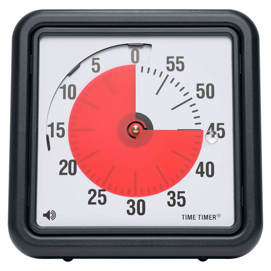 Time Timer Original 8 inch; 60 Minute Visual Analog Timer; Optional (On/Off) Alert; No Loud Ticking; Time Management Tool