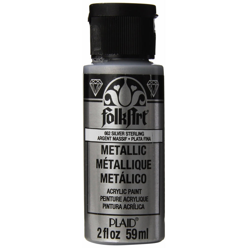 FolkArt Metallic Acrylic Paint in Assorted Colors (2 oz), 662, Silver Sterling