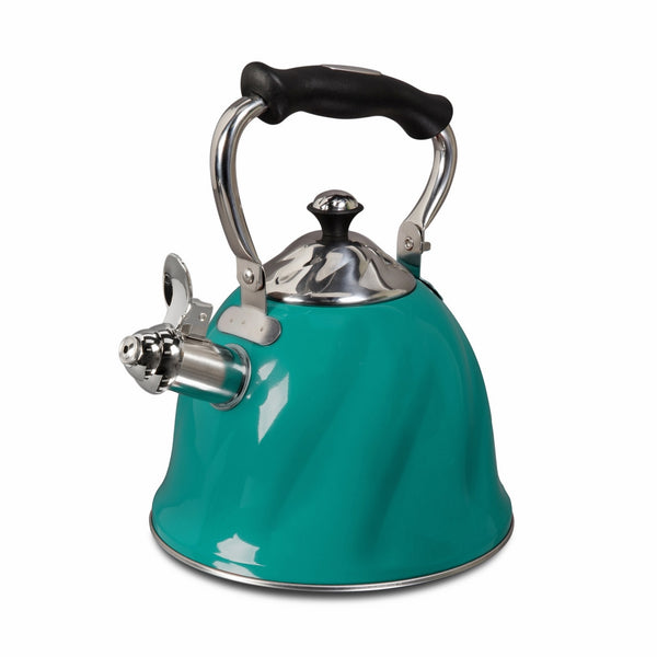 Mr. Coffee Alderton Stainless Steel Whistling Tea Kettle, 2.3-Quart, Green