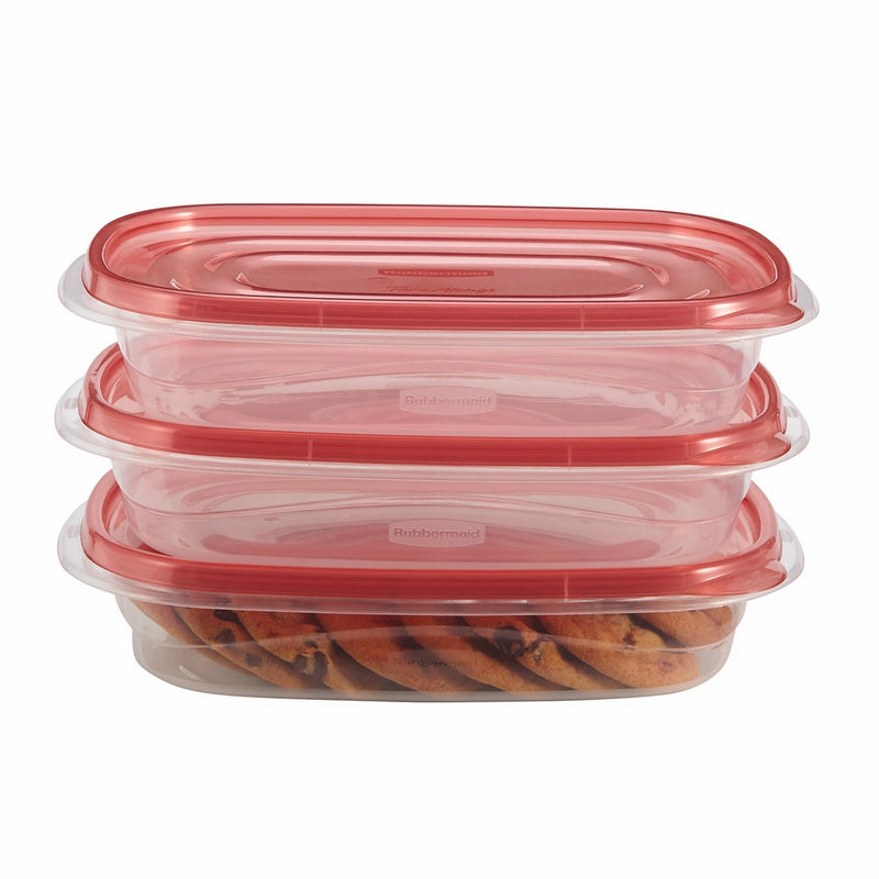 Rubbermaid TakeAlongs 4-Cup Rectangle Food Storage Containers, 3-Pack, Chili Red