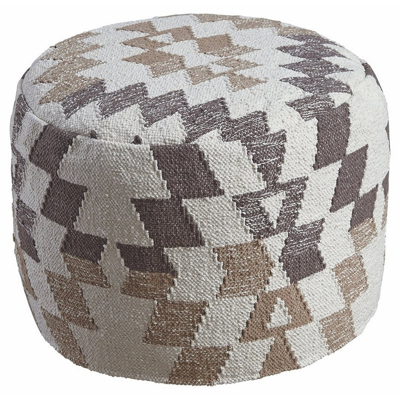 Ashley Furniture Signature Design - Abraham Pouf - Handmade - Imported - Traditional - White and Brown