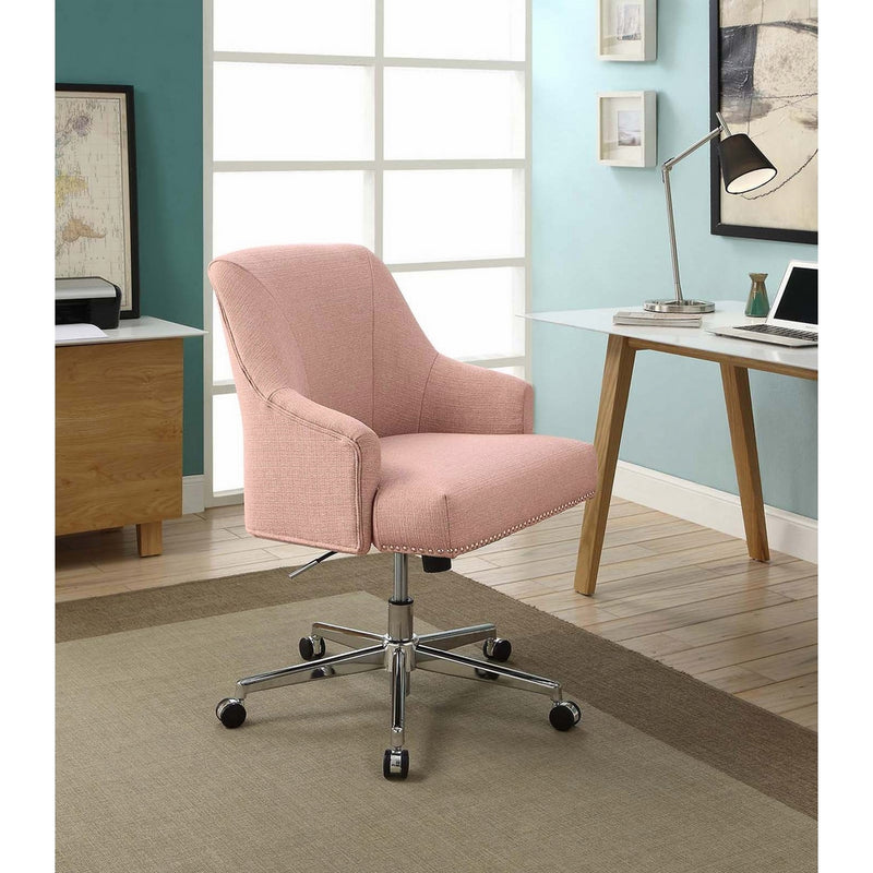 Serta Style Leighton Home Office Chair, Twill Fabric, Blush Pink