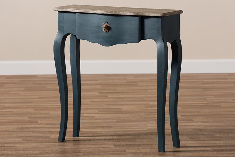 Baxton Studio Mazarine Classic and Provincial Blue Spruce Finished Console Table