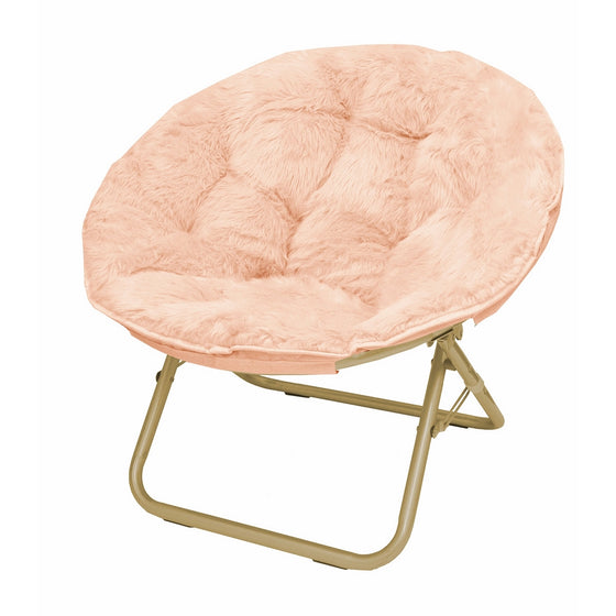 Urban Shop Faux Fur Saucer Chair with Metal Frame, One Size, Blush