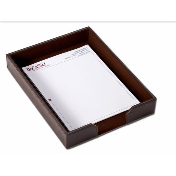Dacasso Dark Brown Bonded Leather Letter Tray