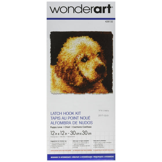 Wonderart Puppy Love Latch Hook Kit, 12" X 12"