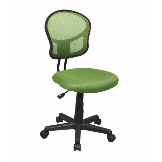 Office Star Mesh Back Armless Task Chair with Padded Fabric Seat, Green