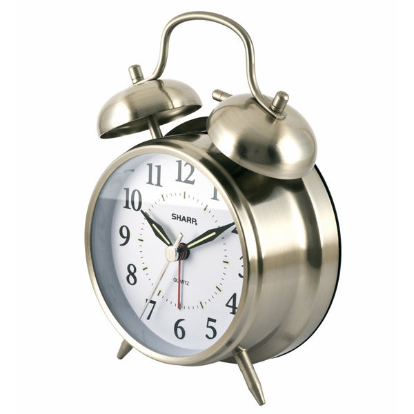 Sharp SPC800 Quartz Analog Twin Bell Alarm Clock (Silver)