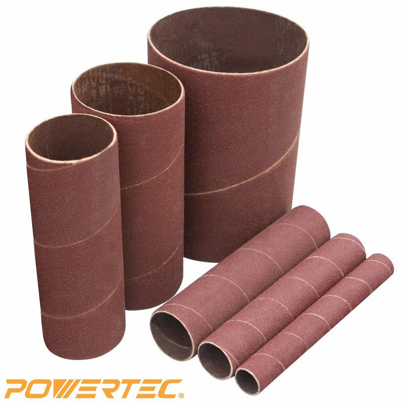 POWERTEC 11206 Sanding Sleeves, 4-1/2-Inch, 120 Grit, 1/2”, 3/4”, 1”, 1-1/2”, 2” and 3”, 6 PK