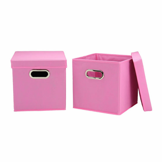 Household Essentials Cube Set with Lids, Pink, 2-Pack