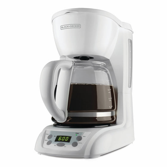 BLACKDECKER 12-Cup Programmable Coffeemaker with Glass Carafe, White, DLX1050W